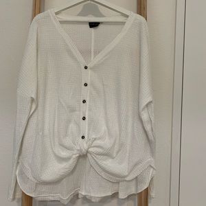 Waffle button Henley white, size M